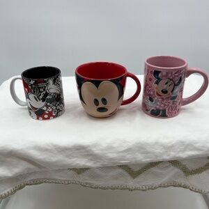 3 Disney Mickey and Minnie Mouse Coffee Cups Mugs